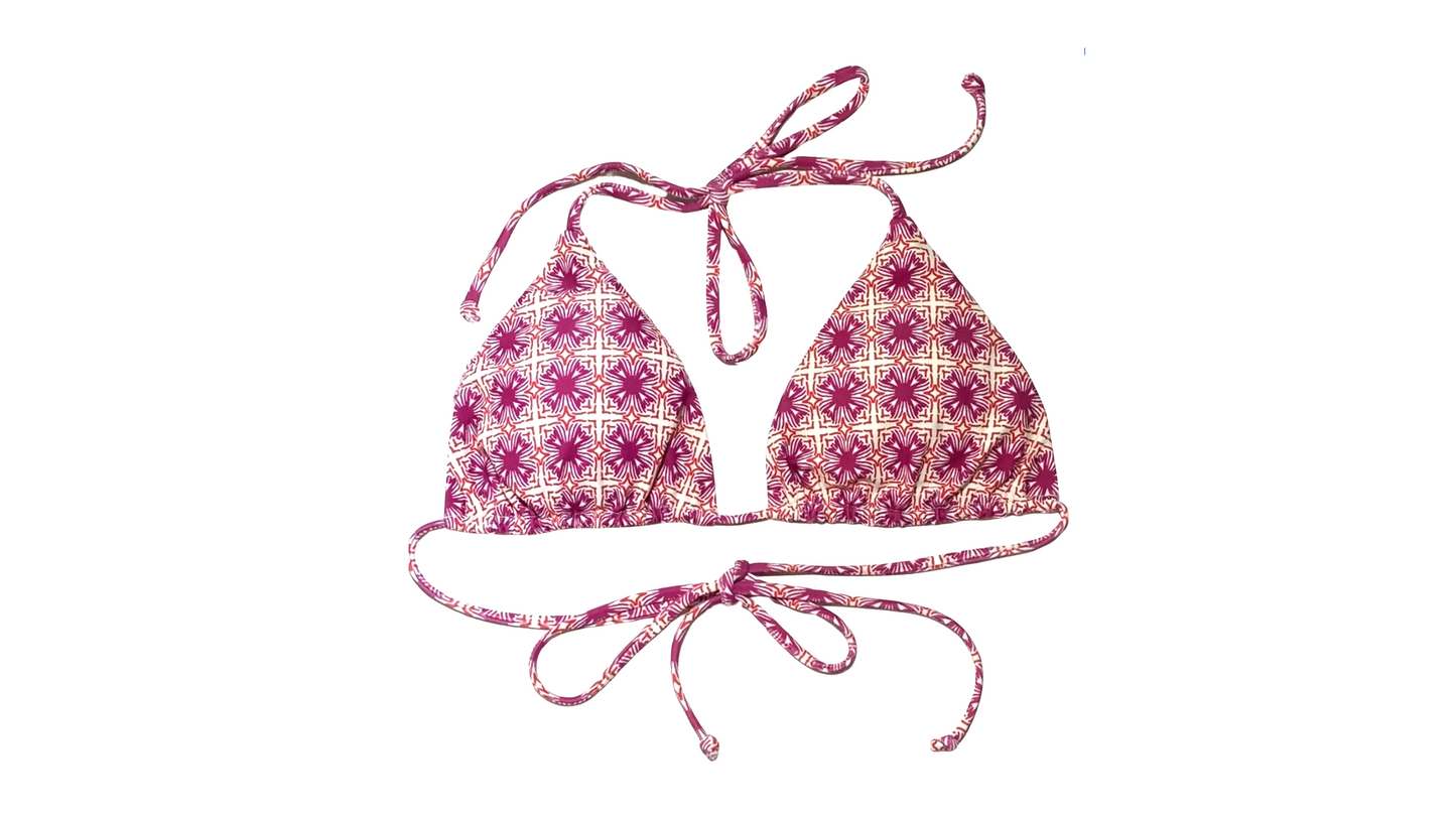 SHALA TRIAGANO SIERA thong g string bikini in triangle top and string tie side bottoms with floral print